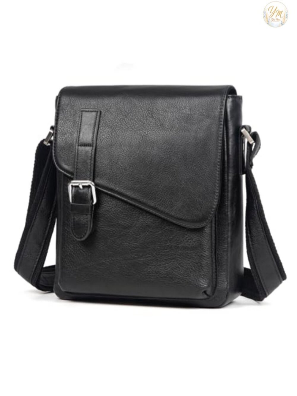 Genuine Cowhide Leather Messenger Bag for Men, Fits 11.5" Tablet